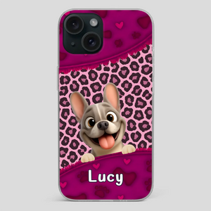 Bespoke French Bulldog Phone Case – Pink Leopard Print Dog Lover Cover