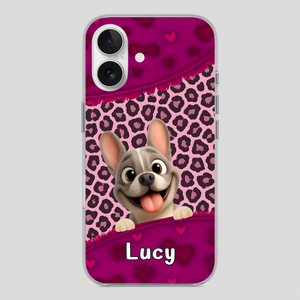 Bespoke French Bulldog Phone Case – Pink Leopard Print Dog Lover Cover