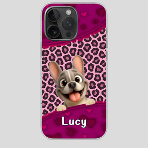Bespoke French Bulldog Phone Case – Pink Leopard Print Dog Lover Cover