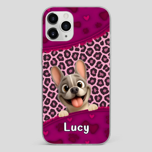 Bespoke French Bulldog Phone Case – Pink Leopard Print Dog Lover Cover