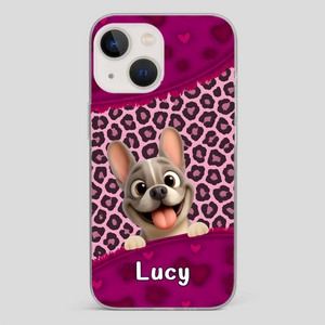 Bespoke French Bulldog Phone Case – Pink Leopard Print Dog Lover Cover
