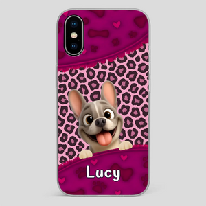 Bespoke French Bulldog Phone Case – Pink Leopard Print Dog Lover Cover