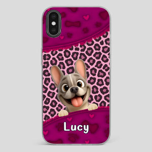 Bespoke French Bulldog Phone Case – Pink Leopard Print Dog Lover Cover