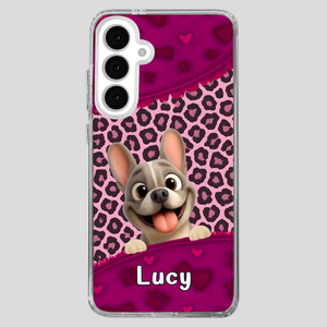 Bespoke French Bulldog Phone Case – Pink Leopard Print Dog Lover Cover