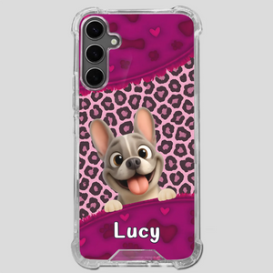 Bespoke French Bulldog Phone Case – Pink Leopard Print Dog Lover Cover