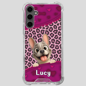 Bespoke French Bulldog Phone Case – Pink Leopard Print Dog Lover Cover