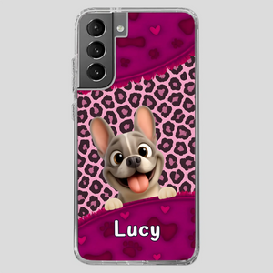 Bespoke French Bulldog Phone Case – Pink Leopard Print Dog Lover Cover