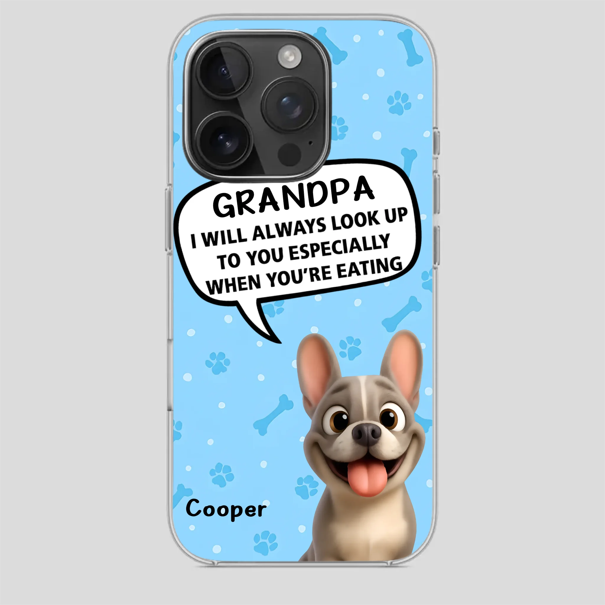 Customized French Bulldog Phone Case – Cute Light Blue Dog Lover Gift