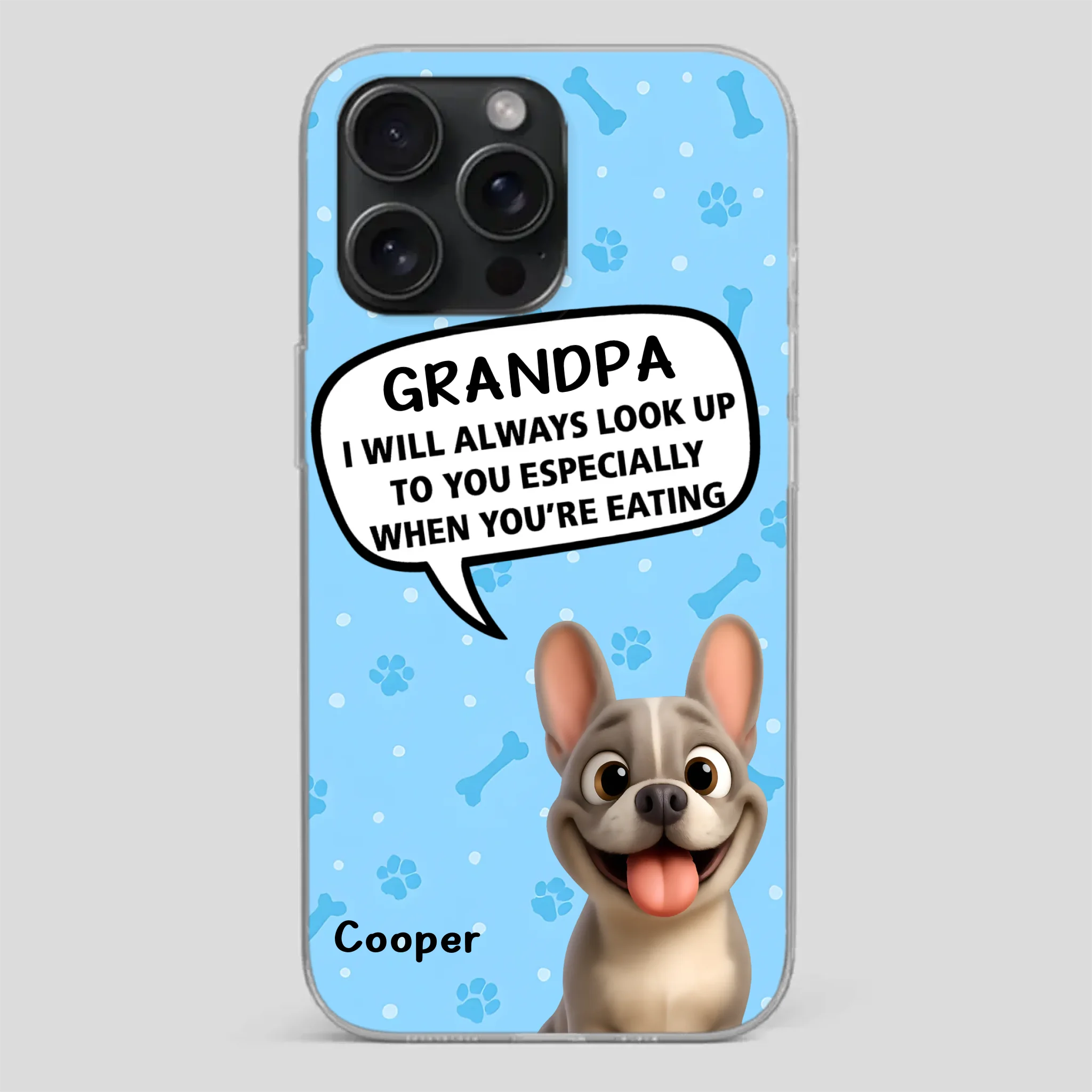 Customized French Bulldog Phone Case – Cute Light Blue Dog Lover Gift