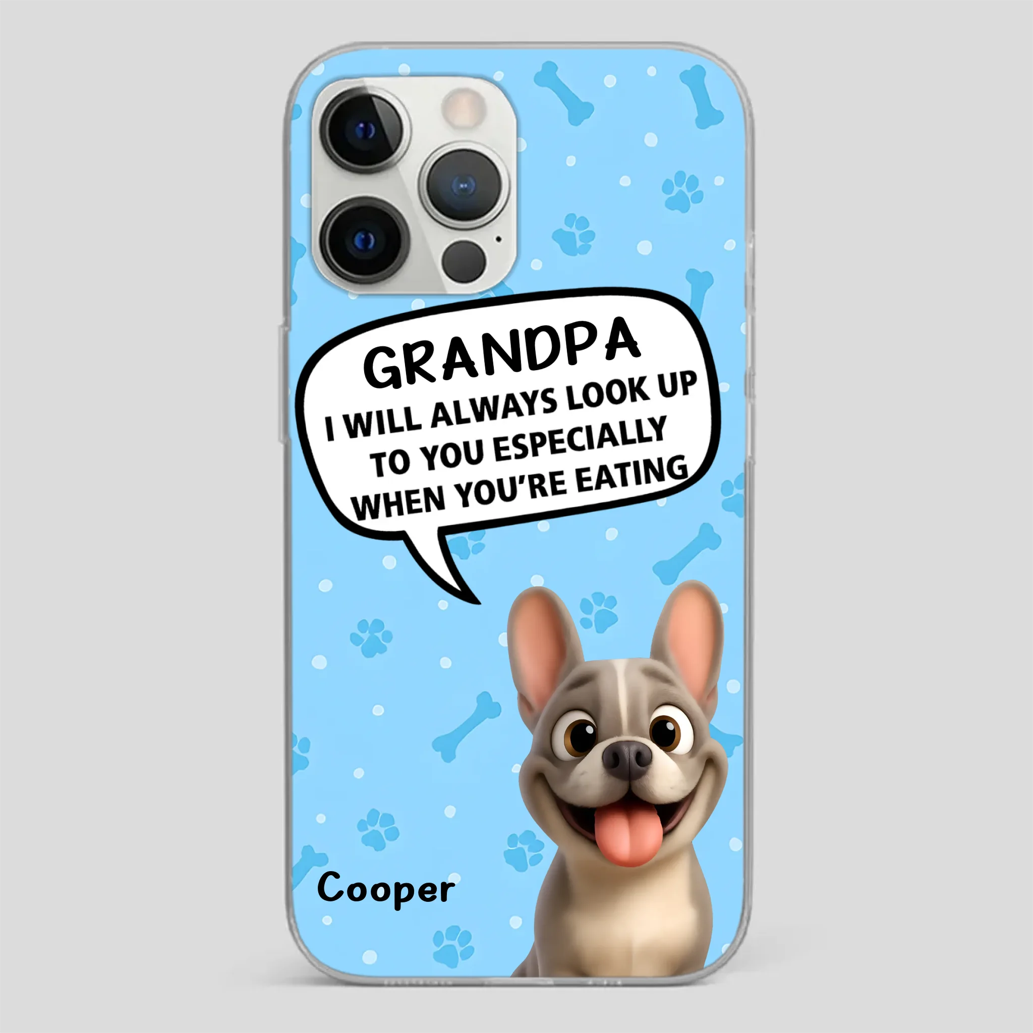 Customized French Bulldog Phone Case – Cute Light Blue Dog Lover Gift