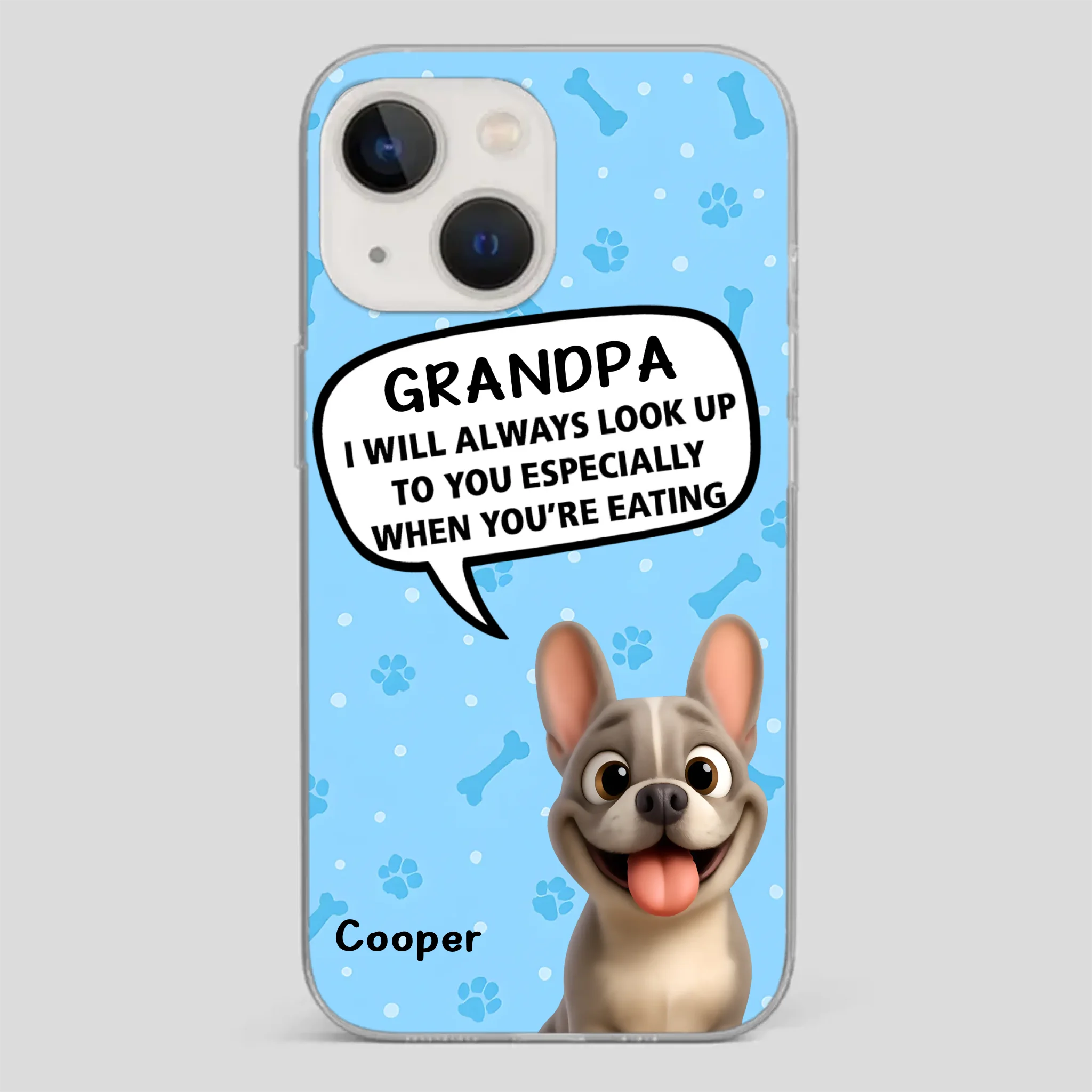 Customized French Bulldog Phone Case – Cute Light Blue Dog Lover Gift