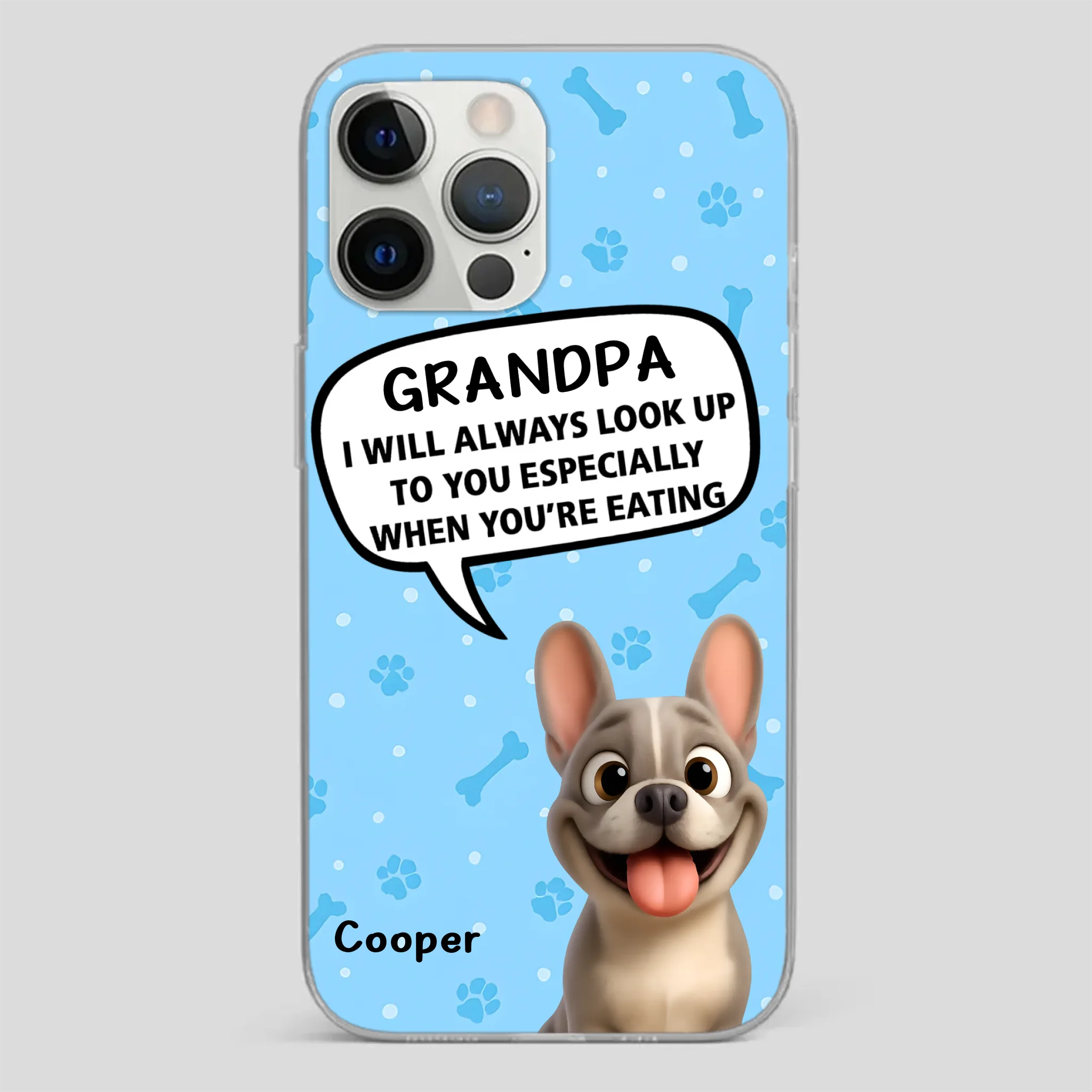 Customized French Bulldog Phone Case – Cute Light Blue Dog Lover Gift