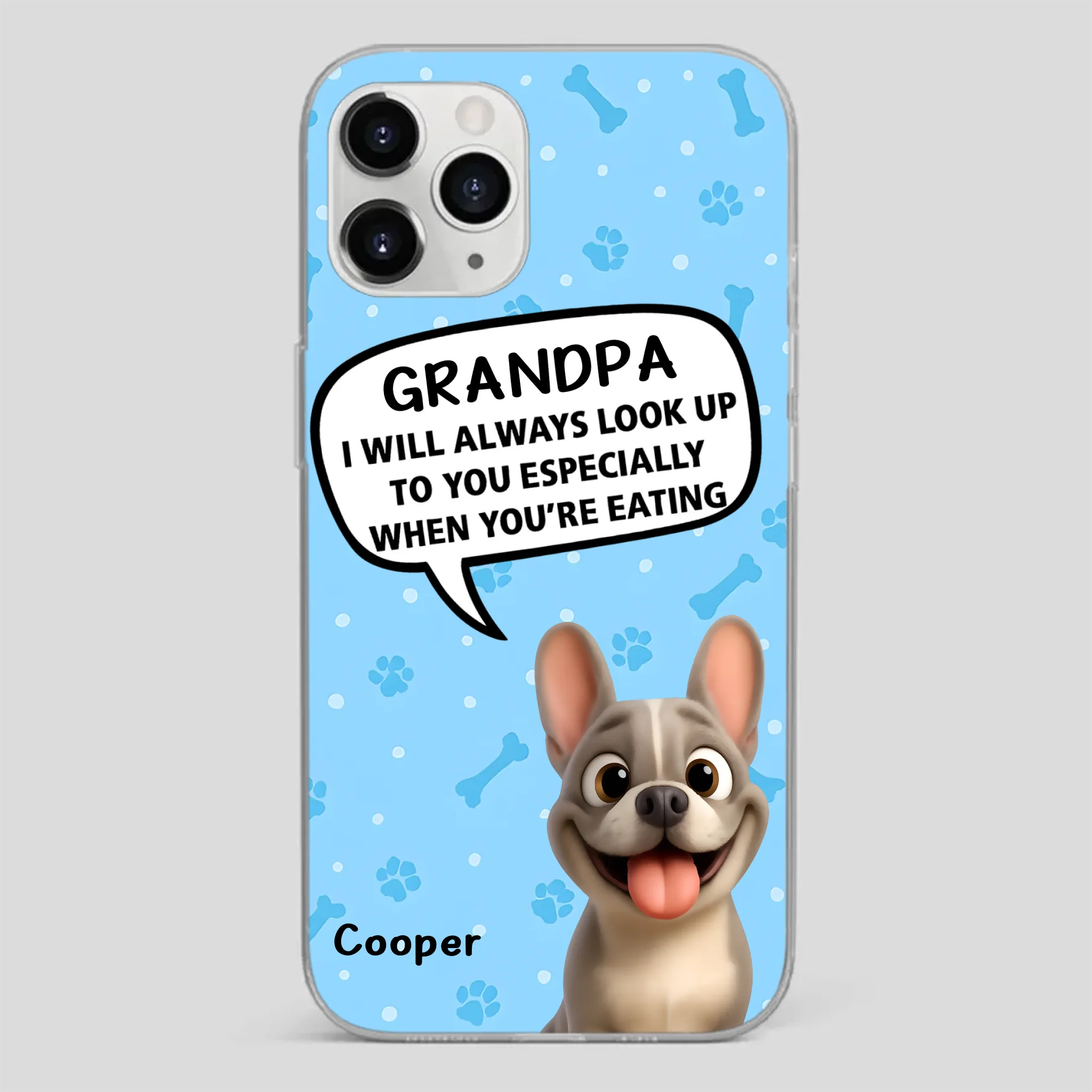 Customized French Bulldog Phone Case – Cute Light Blue Dog Lover Gift
