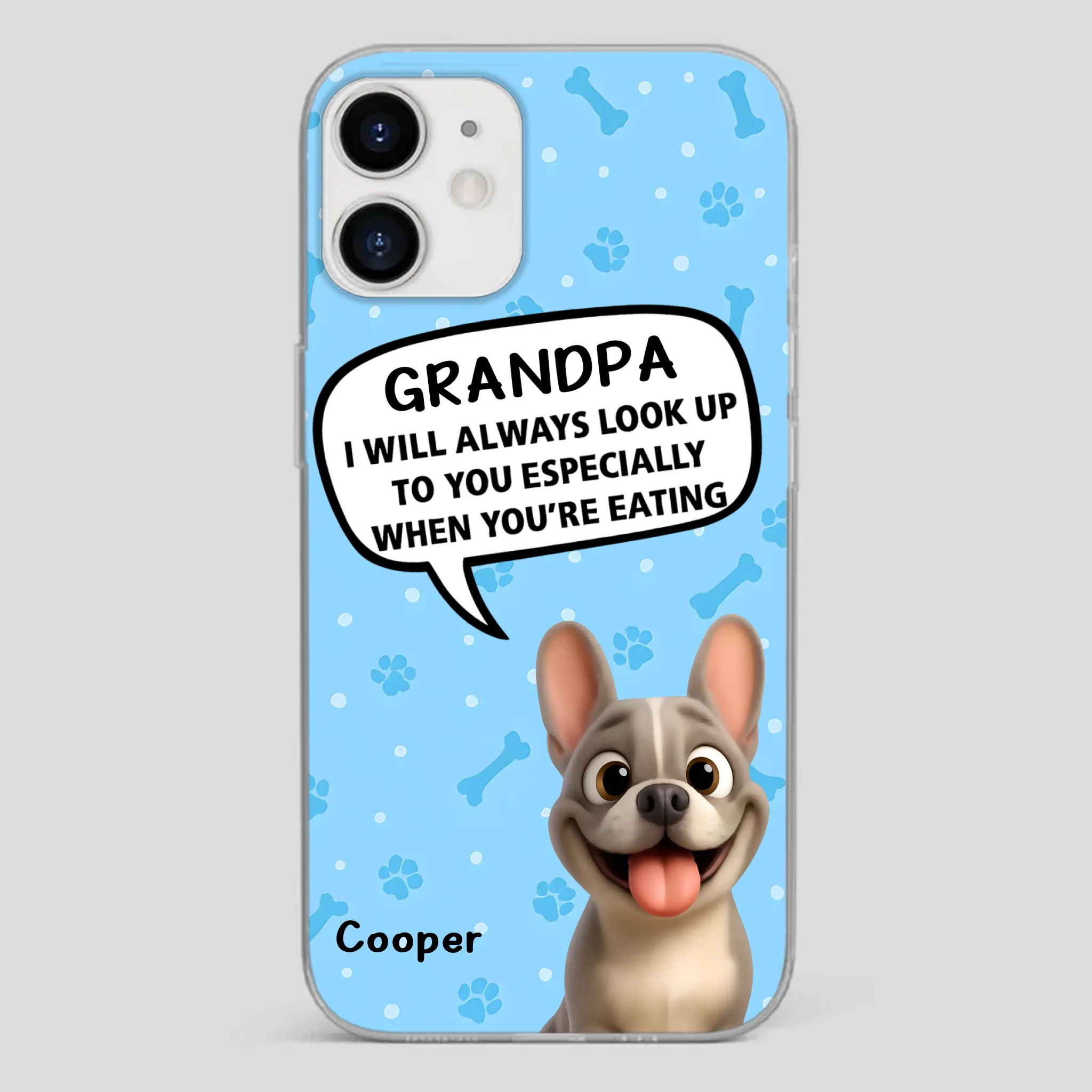 Customized French Bulldog Phone Case – Cute Light Blue Dog Lover Gift