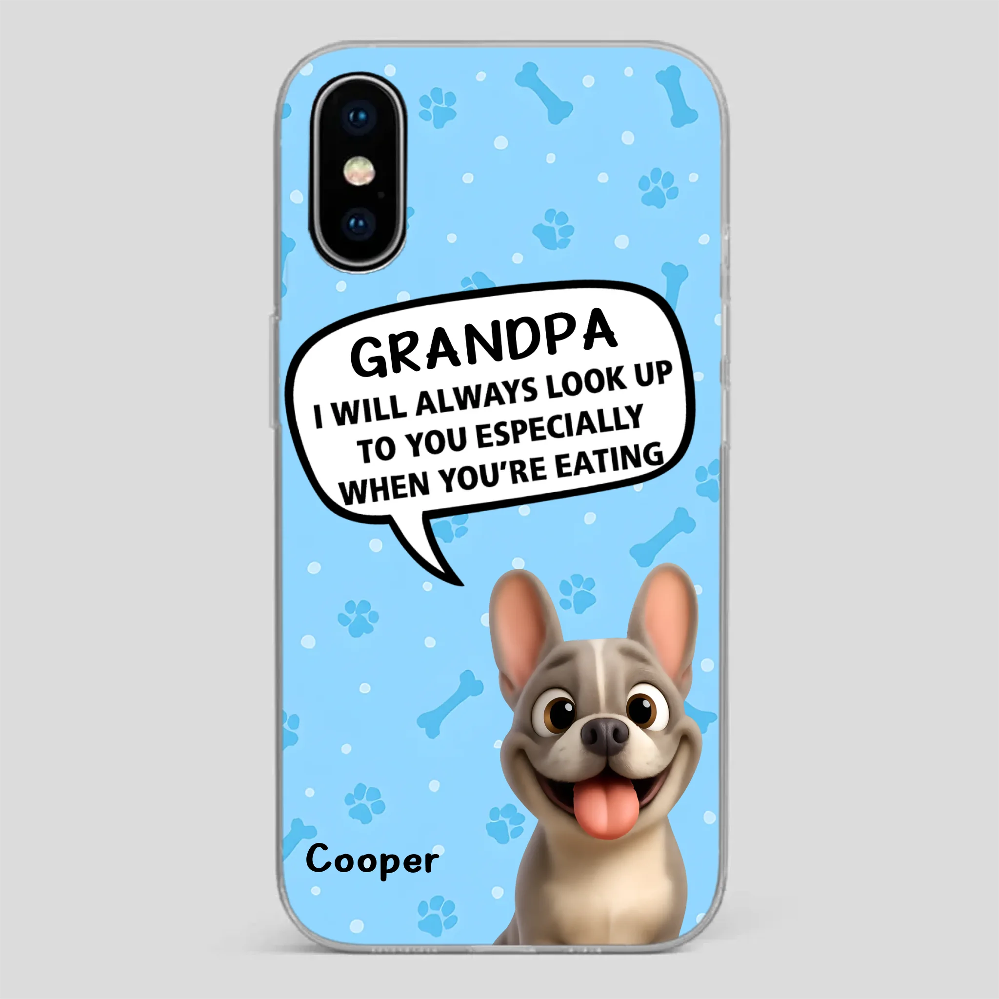 Customized French Bulldog Phone Case – Cute Light Blue Dog Lover Gift