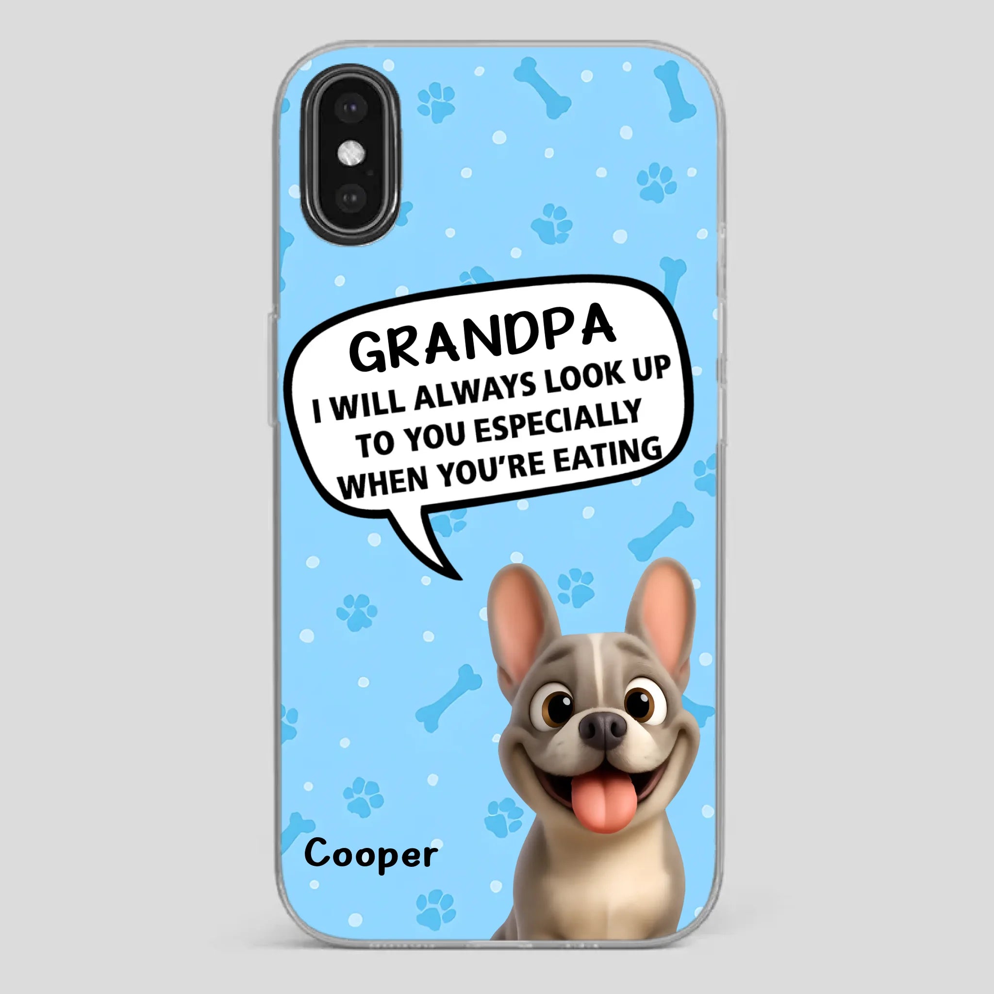 Customized French Bulldog Phone Case – Cute Light Blue Dog Lover Gift