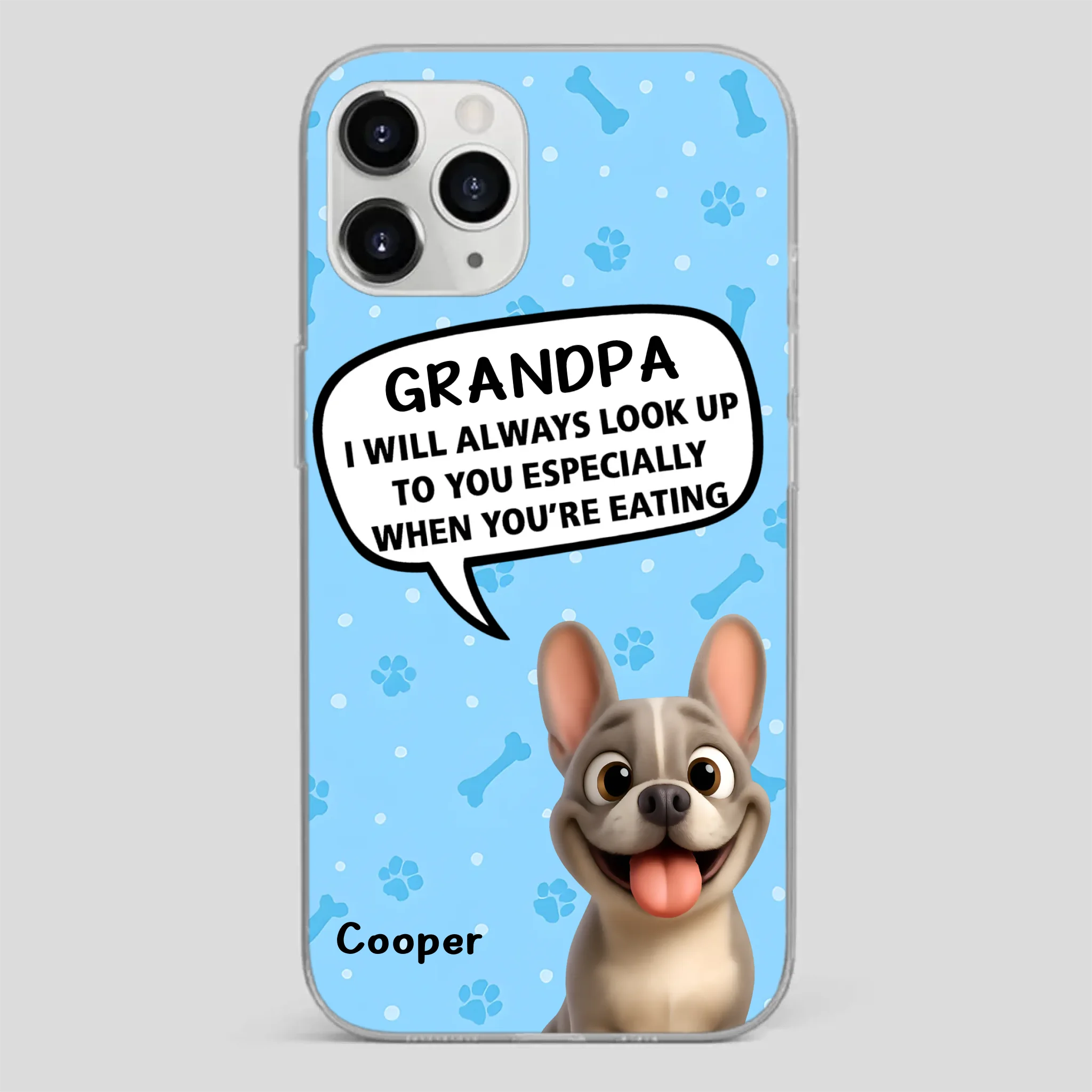 Customized French Bulldog Phone Case – Cute Light Blue Dog Lover Gift