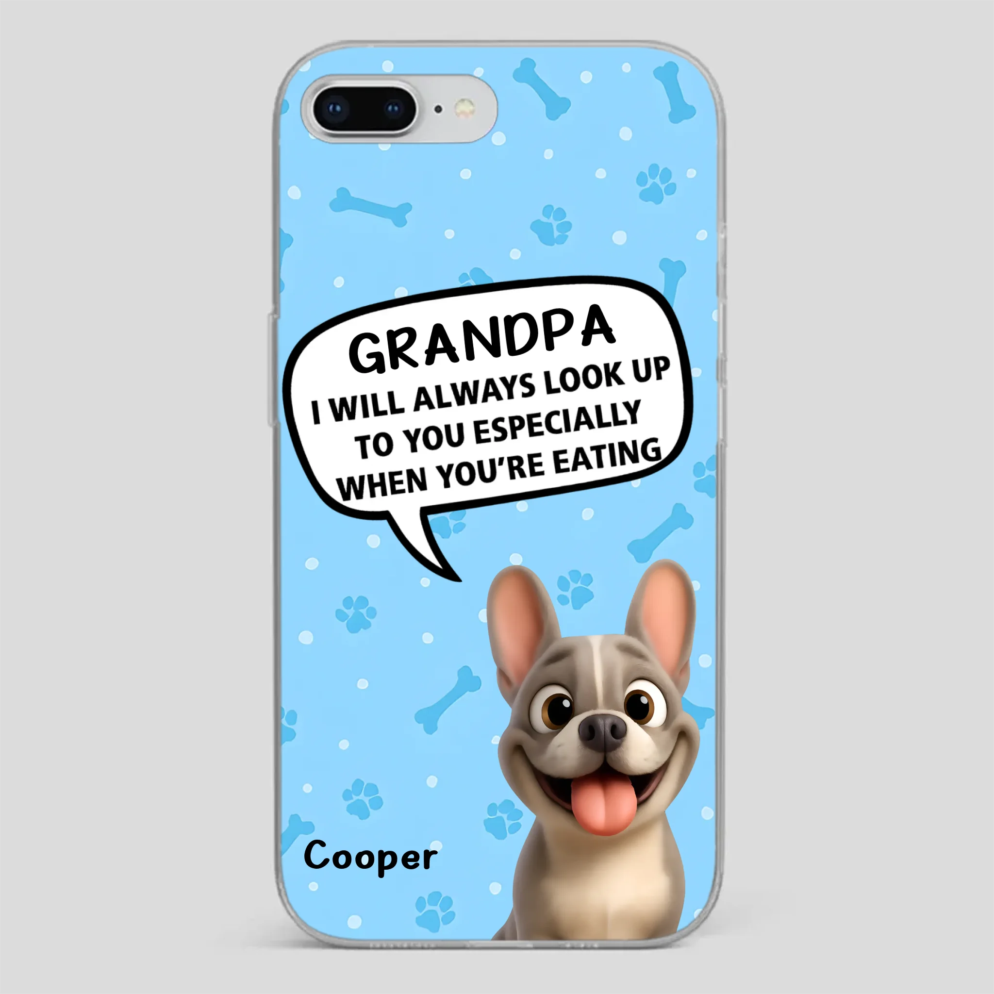 Customized French Bulldog Phone Case – Cute Light Blue Dog Lover Gift