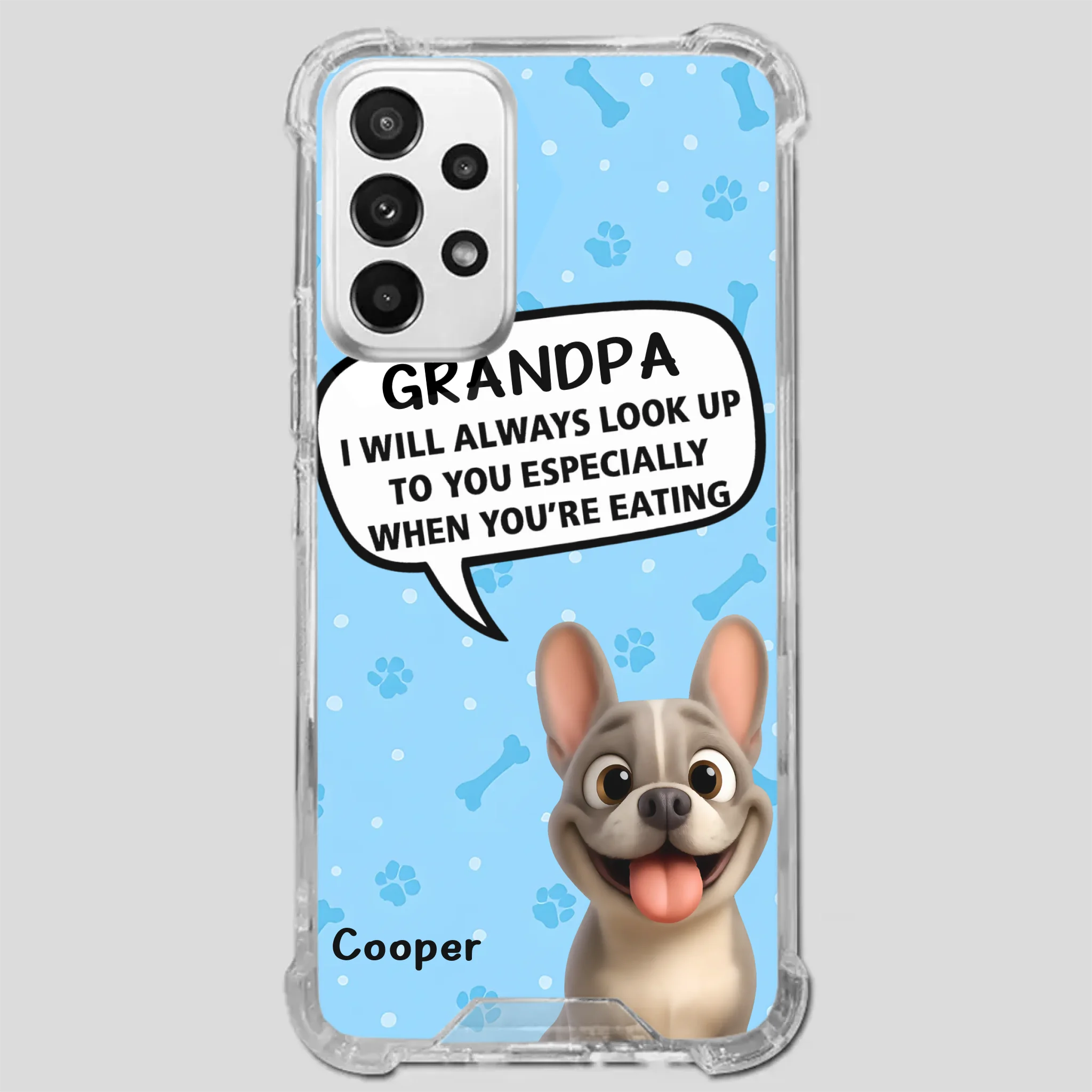 Customized French Bulldog Phone Case – Cute Light Blue Dog Lover Gift