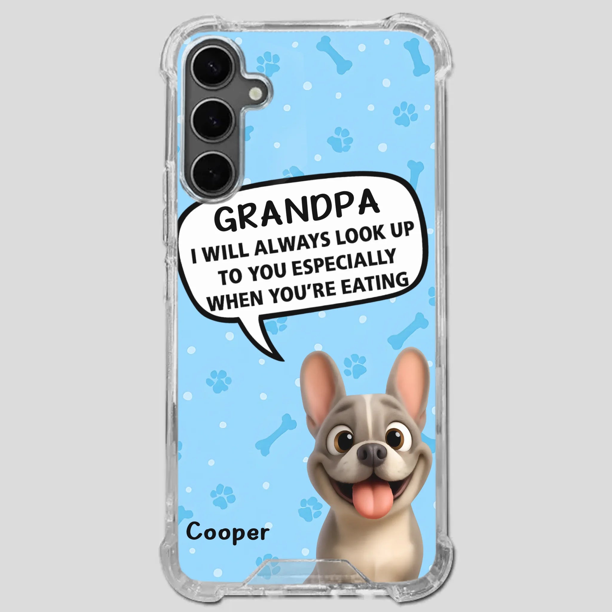 Customized French Bulldog Phone Case – Cute Light Blue Dog Lover Gift