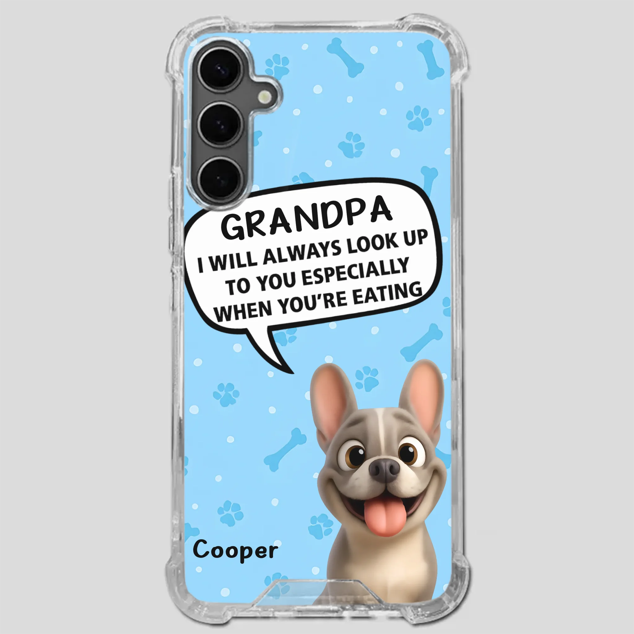 Customized French Bulldog Phone Case – Cute Light Blue Dog Lover Gift