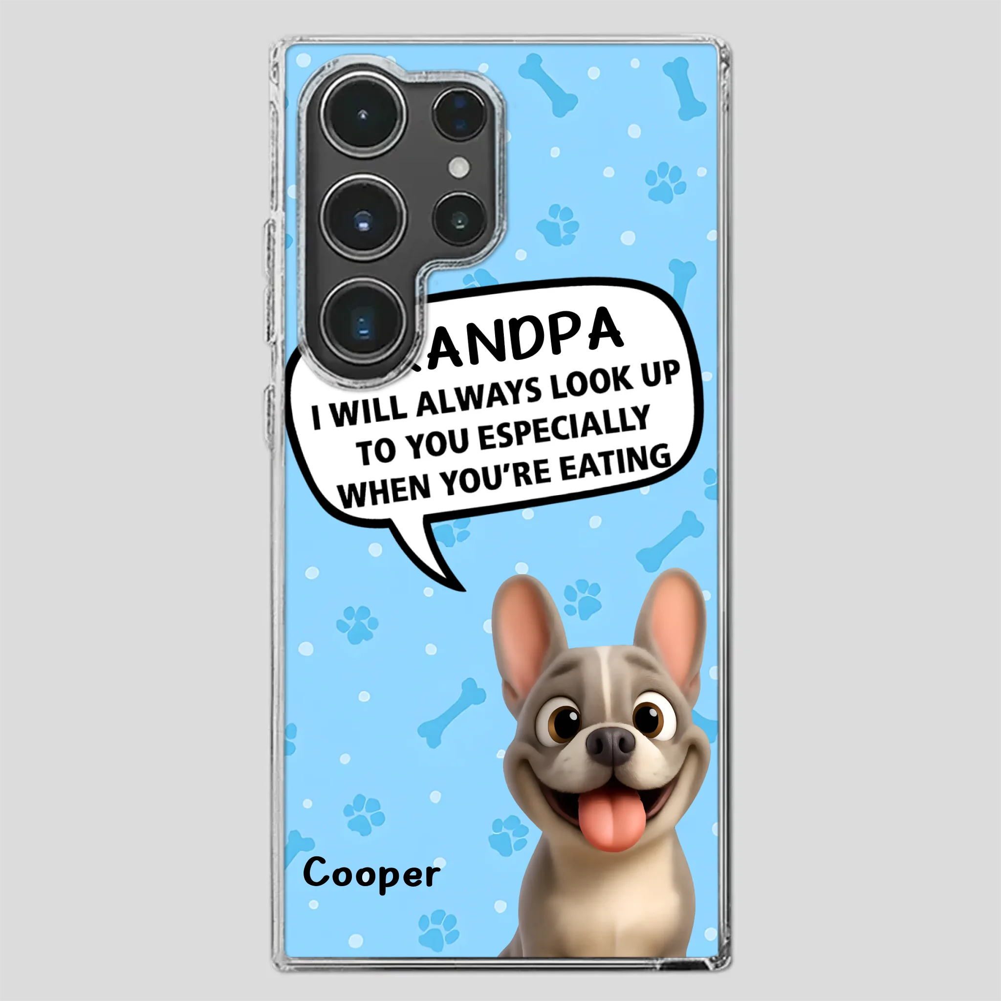 Customized French Bulldog Phone Case – Cute Light Blue Dog Lover Gift