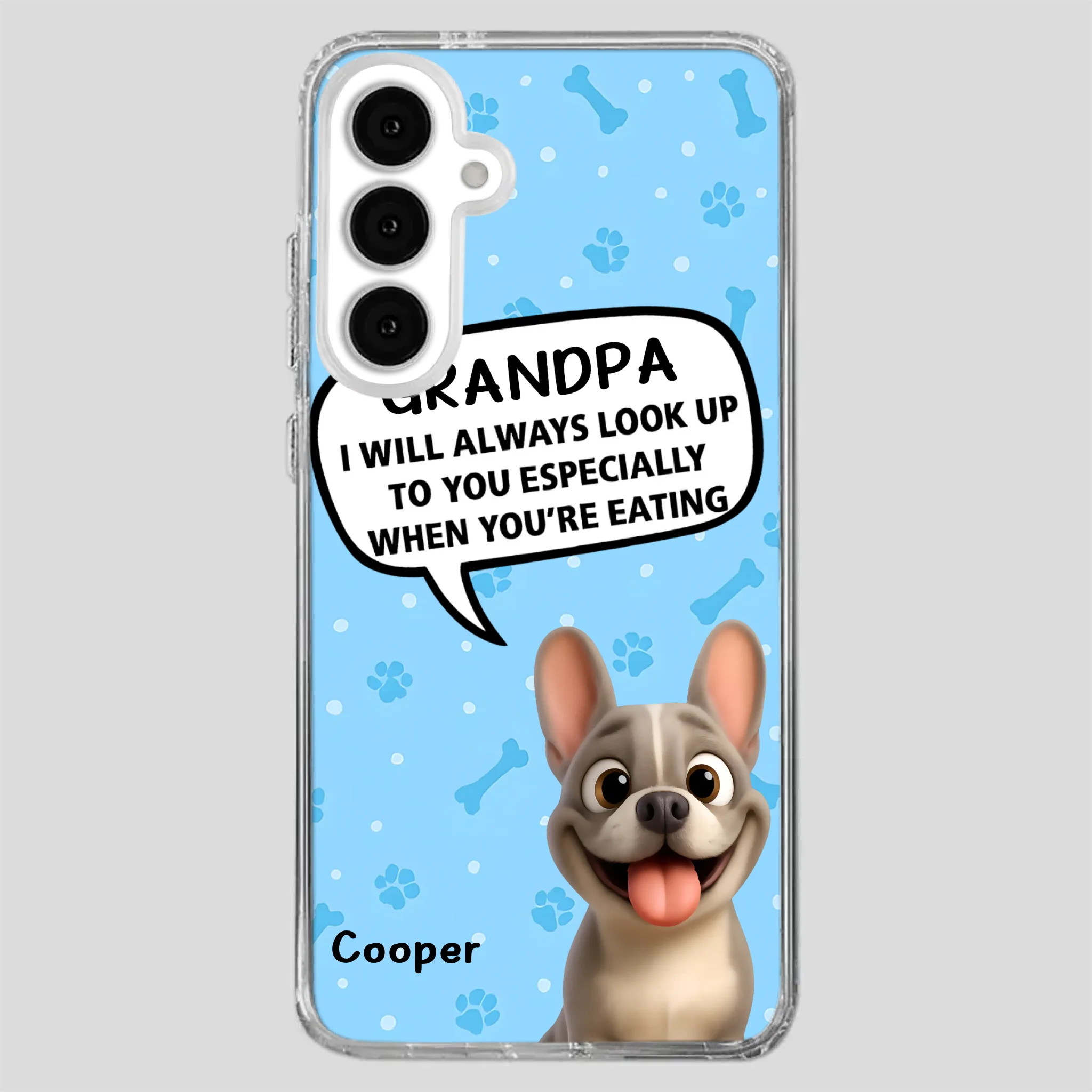 Customized French Bulldog Phone Case – Cute Light Blue Dog Lover Gift