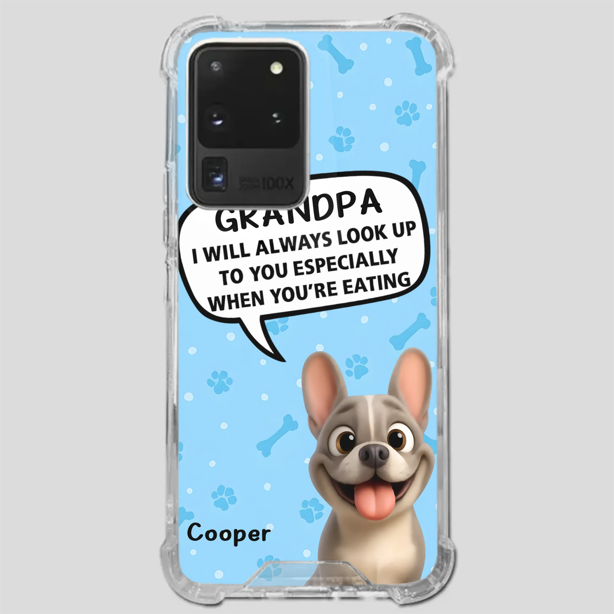 Customized French Bulldog Phone Case – Cute Light Blue Dog Lover Gift