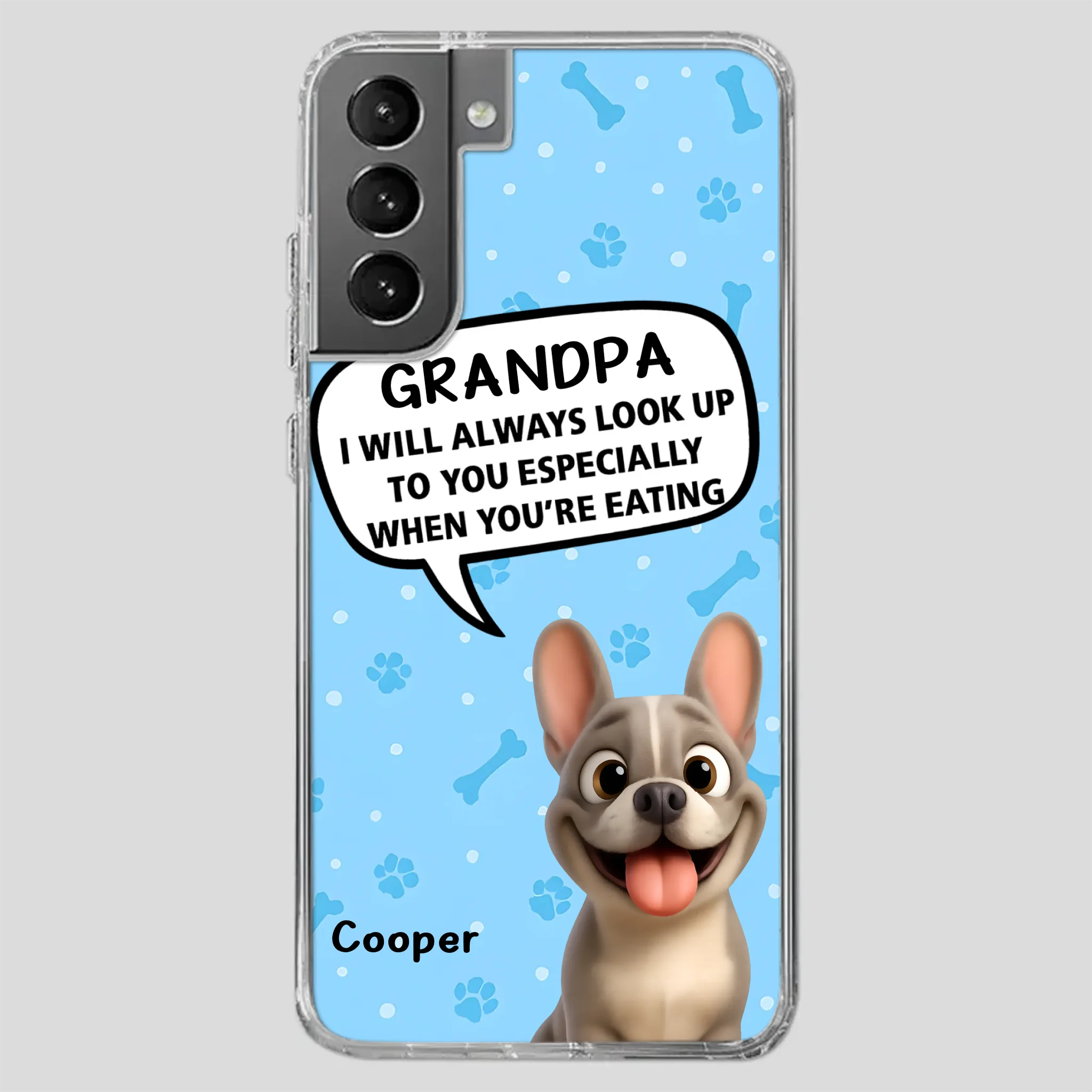 Customized French Bulldog Phone Case – Cute Light Blue Dog Lover Gift