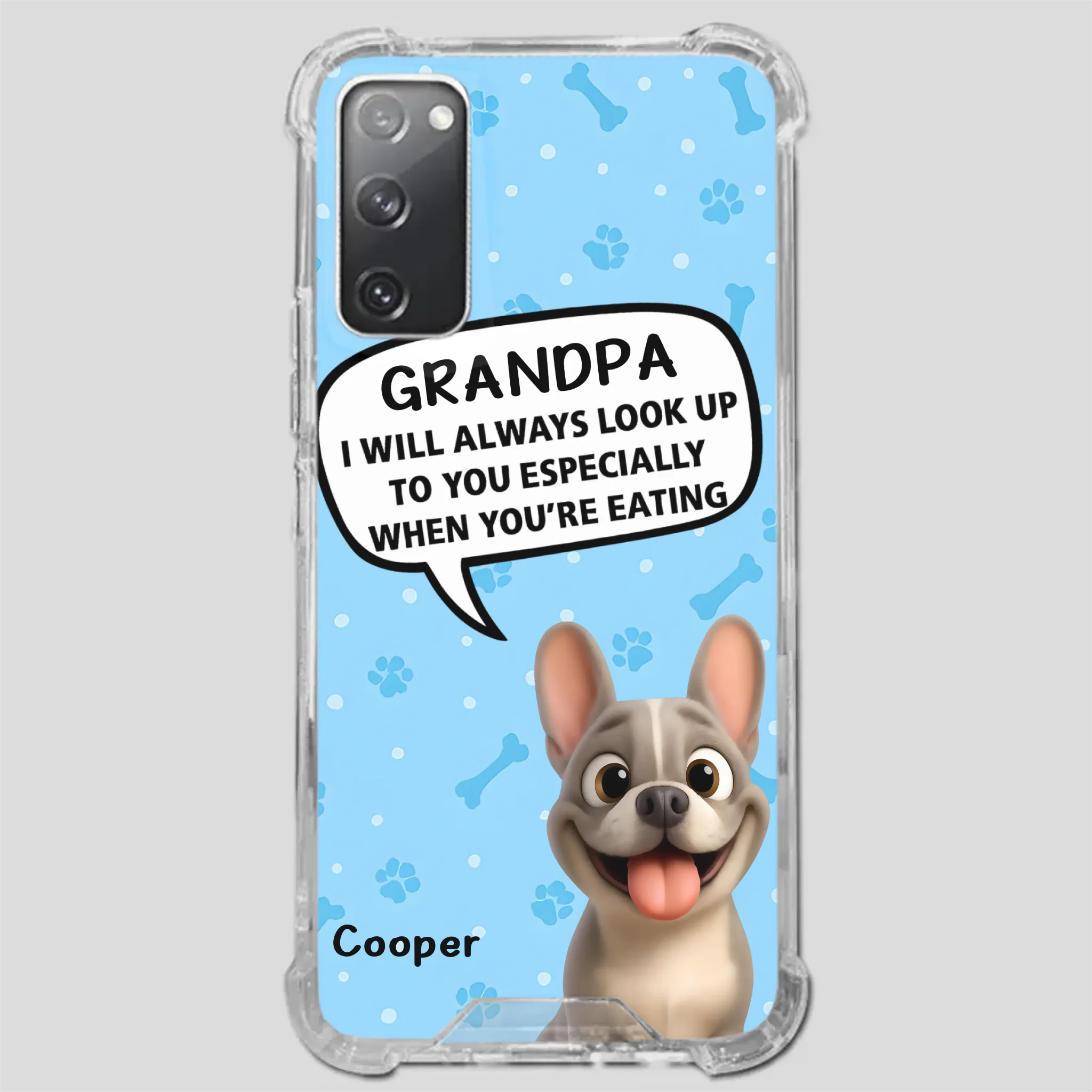 Customized French Bulldog Phone Case – Cute Light Blue Dog Lover Gift