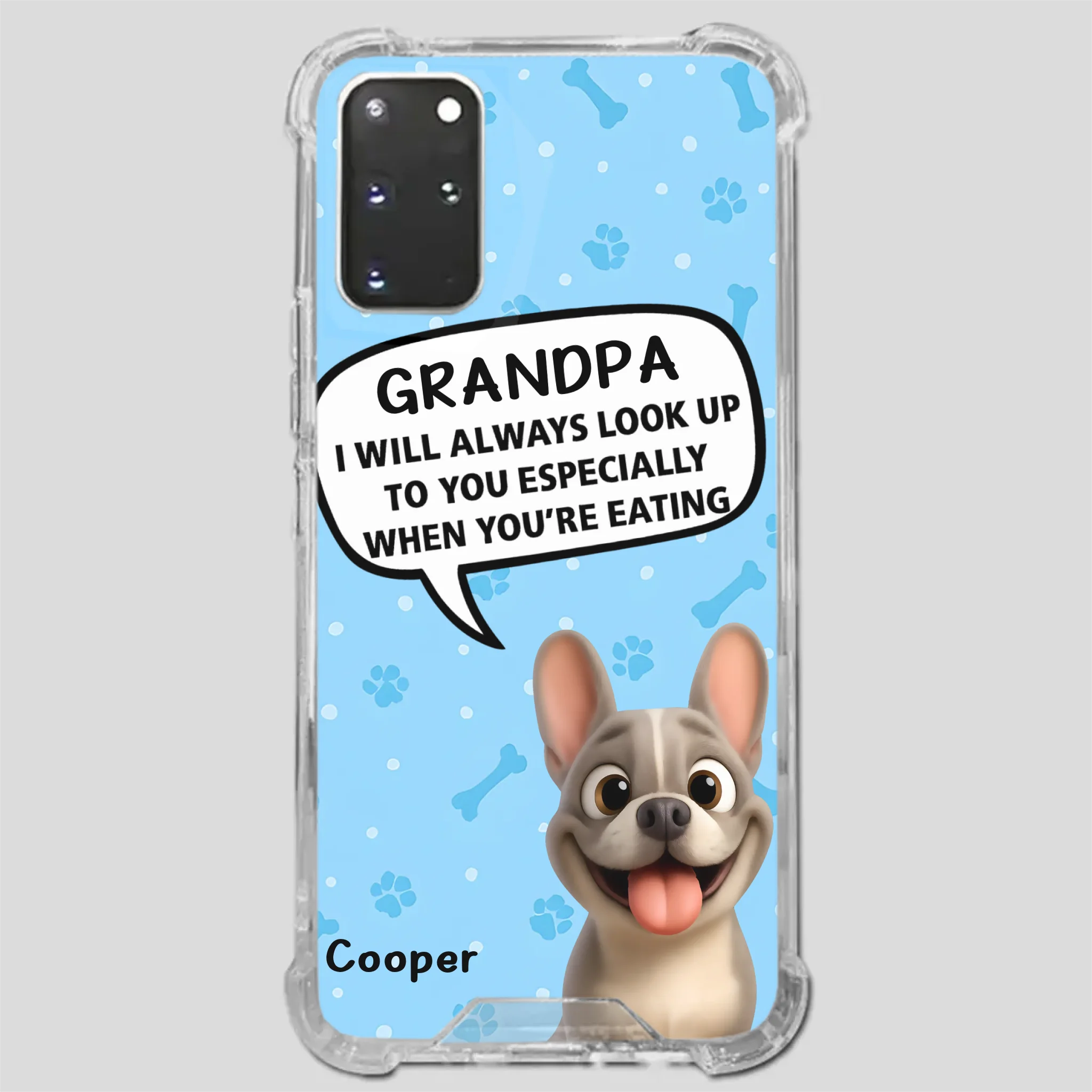 Customized French Bulldog Phone Case – Cute Light Blue Dog Lover Gift