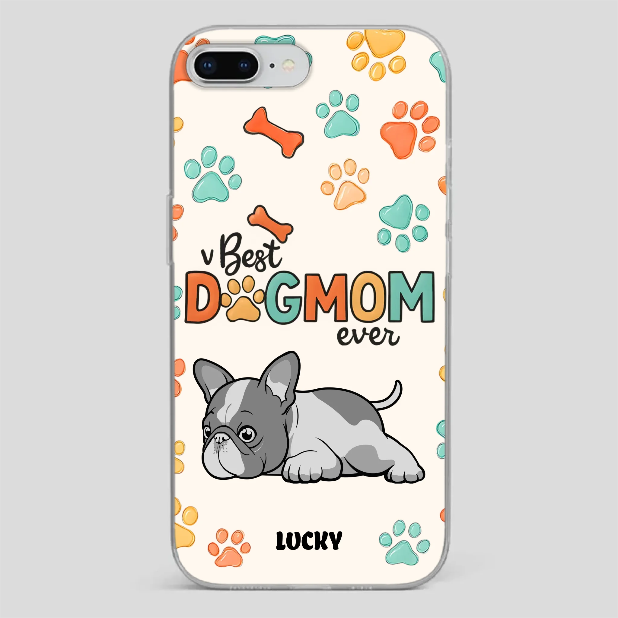 Bespoke French Bulldog Phone Case – Colorful Paw Print Dog Lover Gift