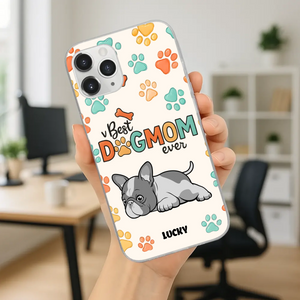 Bespoke French Bulldog Phone Case – Colorful Paw Print Dog Lover Gift