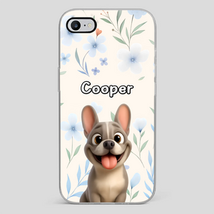 Personalized French Bulldog Phone Case – Elegant Blue Floral Dog Lover Gift Cover