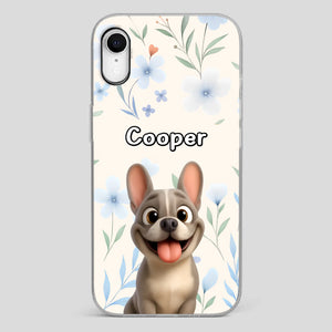 Personalized French Bulldog Phone Case – Elegant Blue Floral Dog Lover Gift Cover