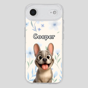 Personalized French Bulldog Phone Case – Elegant Blue Floral Dog Lover Gift Cover