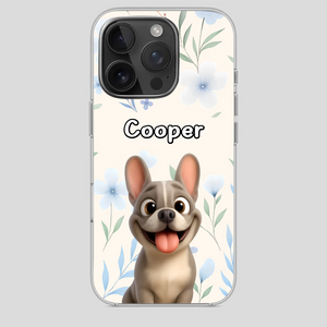 Personalized French Bulldog Phone Case – Elegant Blue Floral Dog Lover Gift Cover