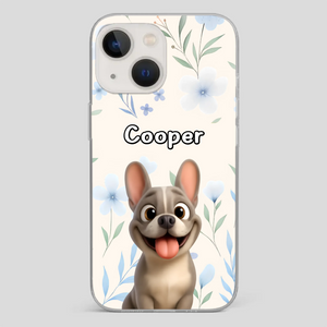 Personalized French Bulldog Phone Case – Elegant Blue Floral Dog Lover Gift Cover