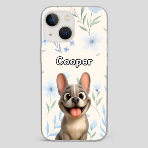 Personalized French Bulldog Phone Case – Elegant Blue Floral Dog Lover Gift Cover