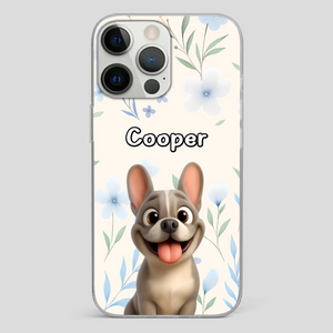 Personalized French Bulldog Phone Case – Elegant Blue Floral Dog Lover Gift Cover
