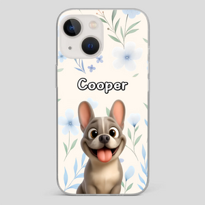 Personalized French Bulldog Phone Case – Elegant Blue Floral Dog Lover Gift Cover