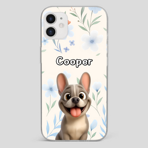 Personalized French Bulldog Phone Case – Elegant Blue Floral Dog Lover Gift Cover