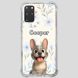 Personalized French Bulldog Phone Case – Elegant Blue Floral Dog Lover Gift Cover
