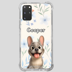 Personalized French Bulldog Phone Case – Elegant Blue Floral Dog Lover Gift Cover