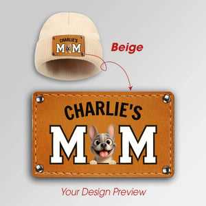 Personalized French Bulldog Leather Knitted Beanie – Cute Engraved Patch