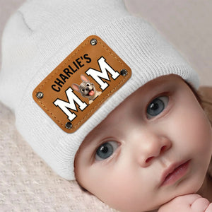 Personalized French Bulldog Leather Knitted Beanie – Cute Engraved Patch