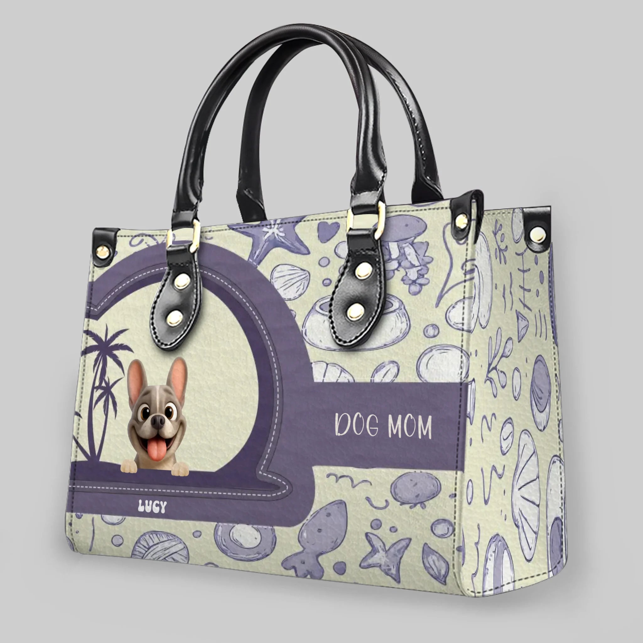 Personalized French Bulldog Handbag – Vintage Custom Name Dog Mom Gift Bag