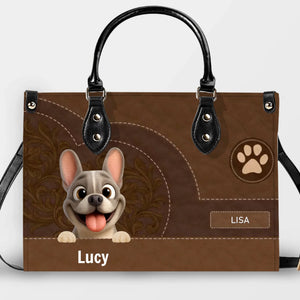 Personalized French Bulldog Handbag – Classic Brown Leather Bag For Dog Lover