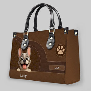 Personalized French Bulldog Handbag – Classic Brown Leather Bag For Dog Lover
