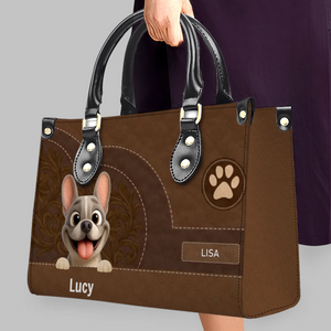 Personalized French Bulldog Handbag – Classic Brown Leather Bag For Dog Lover